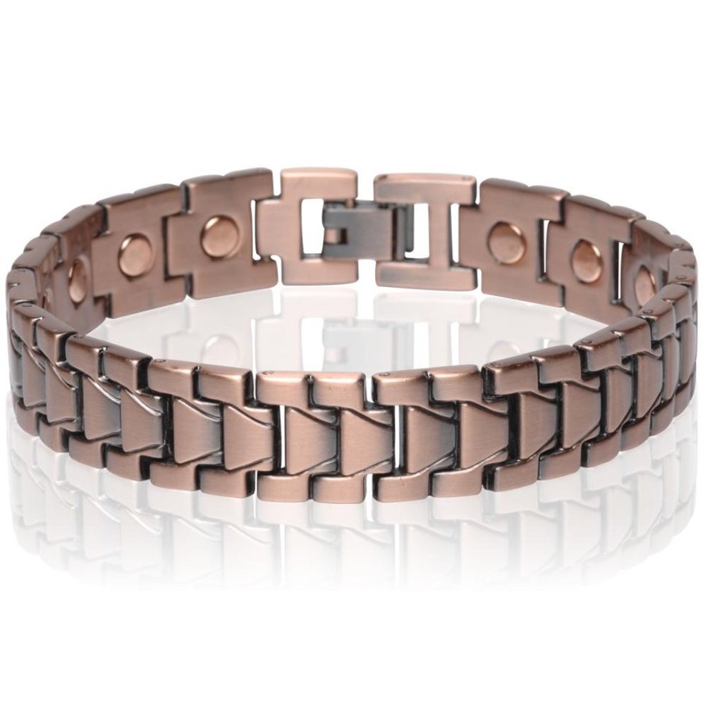 Antique Copper Magnetic Link Bracelet - Biker Arthritis Pain Relieve Bracelet